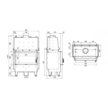 Топка DEFRO HOME RIVA ME SHORT 19 кВт 795/465мм с водяным контуром