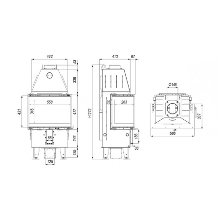 Топка DEFRO INTRA XSM C 8 кВт 586/477/337мм трехсторонний Топка DEFRO INTRA XSM C 8 кВт 586/477/337мм трехсторонний
