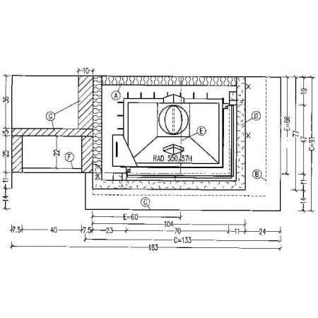 Облицовка Hark 11/232 Granit Naturschwarz с решетками лев.