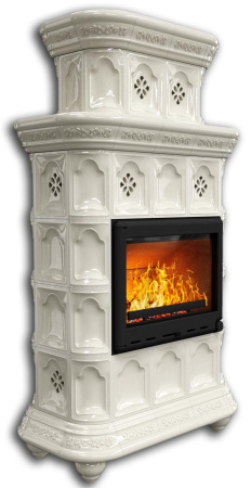 Печь камин КимрПечь Истра Центральный Двухъярусный Ваниль с топкой Ладья 600