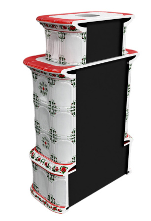 Печь камин КимрПечь Прованс с дровником Пристенный Двухъярусный Маки с топкой Ладья 600