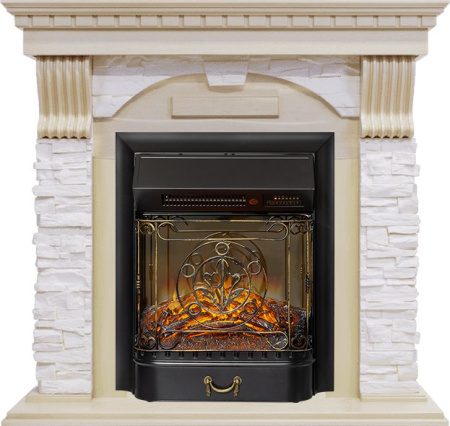 Каминокомплект Dublin - Слоновая кость с патиной / Сланец крем с очагом Majestic FX M Black RC