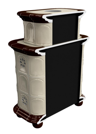 Печь камин КимрПечь Прованс Пристенный Двухъярусный Шоколад с топкой Ладья 600