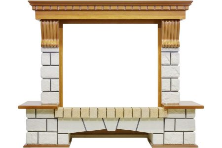 Каминокомплект Pierre Luxe - Дуб / Белый с очагом Symphony 26'' DF2624L-INT