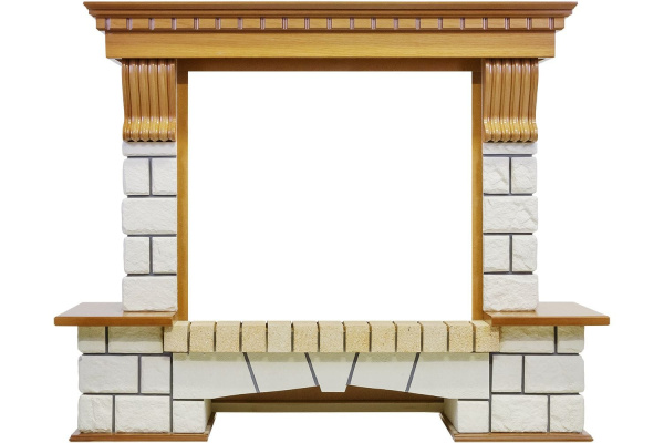 Каминокомплект Pierre Luxe - Дуб / Белый с очагом Symphony 26'' DF2624L-INT