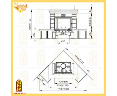 Камин Мета Элегия (имперадор) 700 угловой с топкой Оптима 701Ш АКВА