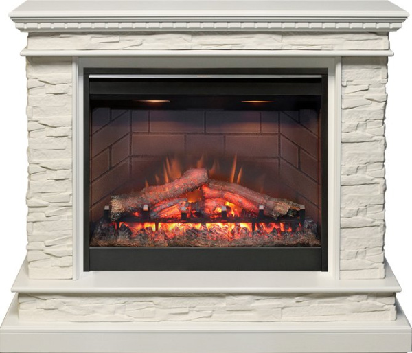 Каминокомплект Calgary - Белый / Сланец белый с очагом Symphony 26'' DF2608-INT