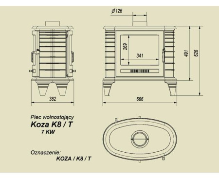 Печь Kratki Koza K8/T