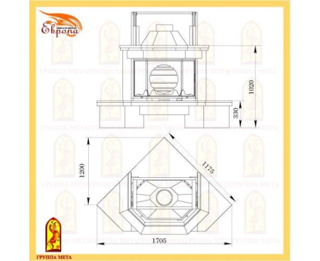 Камин Мета Оберне 850 с топкой Призма 800П