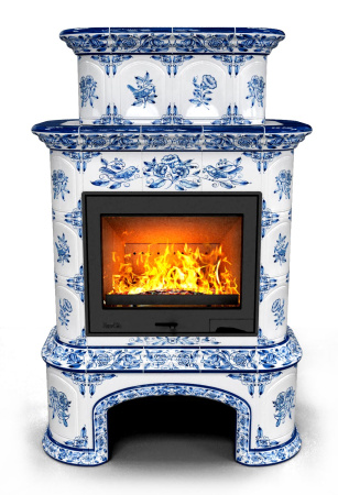 Печь камин КимрПечь Прованс с дровником Центральный Двухъярусный Дельфт с топкой Ладья 600