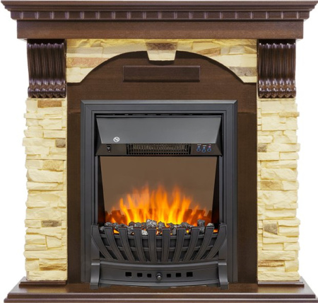 Каминокомплект Dublin угловой - Темный дуб / Сланец с очагом Aspen Black Каминокомплект Dublin угловой - Темный дуб / Сланец с очагом Aspen Black