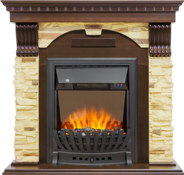 Каминокомплект Dublin - Темный дуб / Сланец с очагом Aspen Black Каминокомплект Dublin - Темный дуб / Сланец с очагом Aspen Black