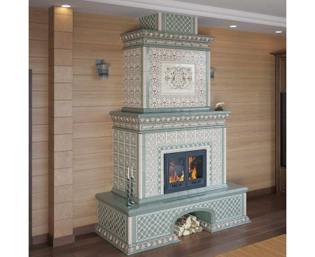 Камин Ceramica Птицы с дровником