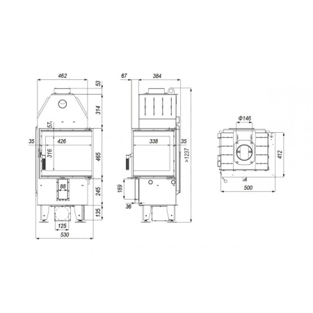 Топка DEFRO HOME INTRA XSM BL MINI 8кВт 500/465/412 мм угловое стекло слева Топка DEFRO HOME INTRA XSM BL MINI 8кВт 500/465/412 мм угловое стекло слева