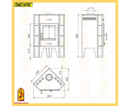 Печь Мета Пехорка 6 угловая