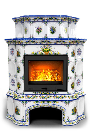 Печь камин КимрПечь Прованс с дровником Угловой двухъярусный Луг с топкой Ладья 600