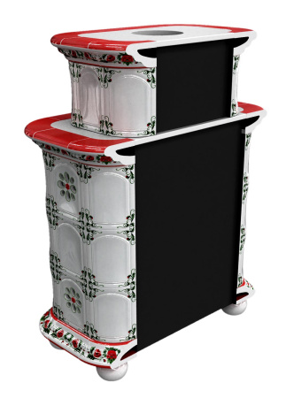 Печь камин КимрПечь Прованс Пристенный Двухъярусный Маки с топкой Ладья 600