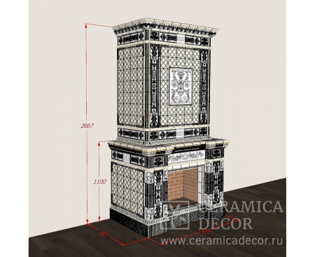 Камин Ceramica Альбион с росписью золотом