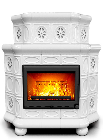 Печь камин КимрПечь Медальон Угловой Двухъярусный Белый