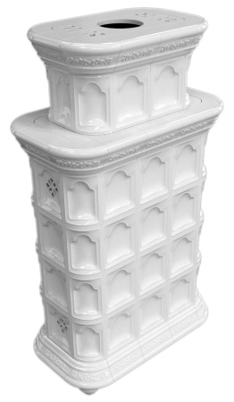 Печь камин КимрПечь Истра Центральный Двухъярусный Белый с топкой Ладья 600