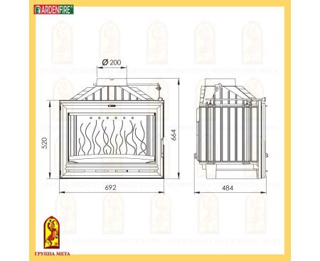 Камин Мета Эльзас 700 с топкой Аксиома 700Ш