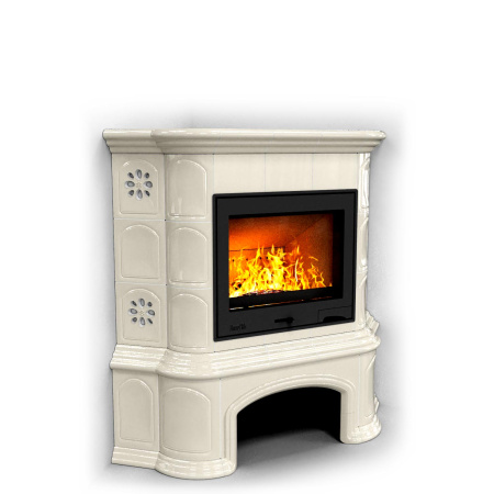 Печь камин КимрПечь Прованс с дровником Угловой Ваниль с топкой Ладья 600