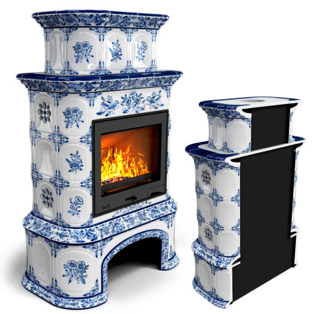 Печь камин КимрПечь Прованс с дровником Пристенный Двухъярусный Дельфт с топкой Ладья 600 Печь камин КимрПечь Прованс с дровником Пристенный Двухъярусный Дельфт с топкой Ладья 600