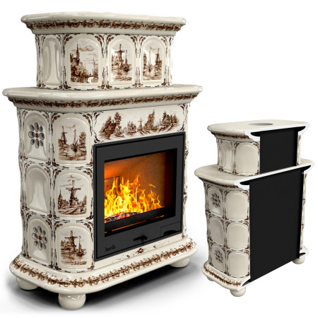 Печь камин КимрПечь Прованс Пристенный Двухъярусный Голландия с топкой Ладья 600