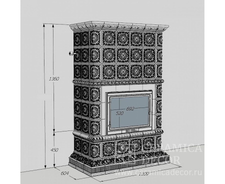 Камин Ceramica Пастораль с высокой полкой