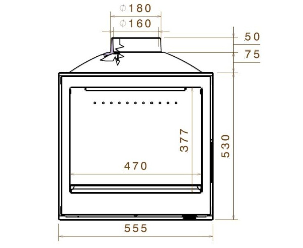 Топка LCI 5 GFR, стекло справа (LISEO CASTIRON)
