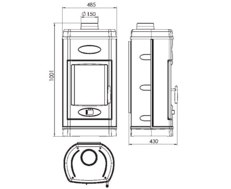 Печь Plamen AURORA, эмалированная, черная