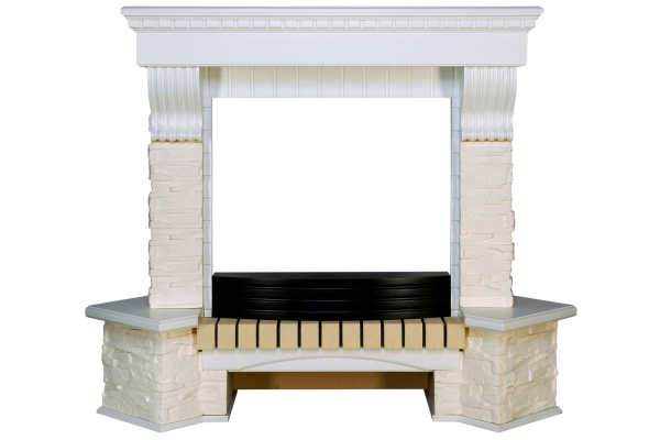 Портал Royal Flame Pierre Luxe угловой - Белый / Сланец белый