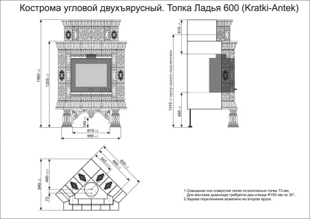 Облицовка КимрПечъ Кострома Угловой Двухъярусный