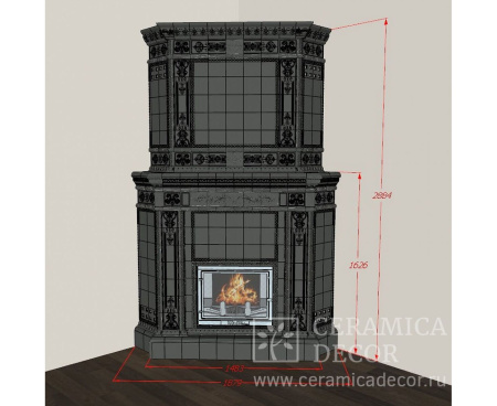 Камин Ceramica Честер Графика угловой