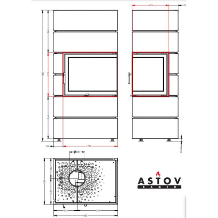 Печь камин Астов (Astov) ФЕРРО П2С 700 R