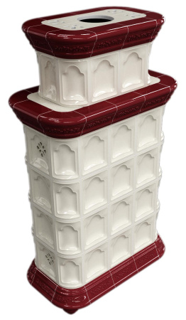 Печь камин КимрПечь Истра Центральный Двухъярусный Вишня с топкой Ладья 600