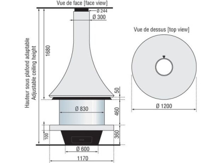 Камин Bordelet Eva 992 Центральный со стеклом Камин Bordelet Eva 992 Центральный со стеклом