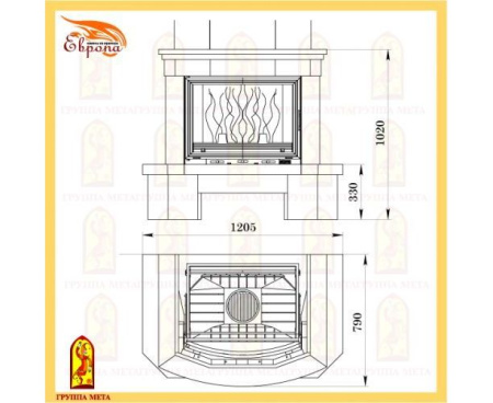Камин Мета Палермо 700 с топкой Панорама 700