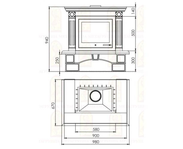 Камин Мета Муза 600 с топкой Эльба 609