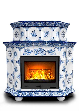 Печь камин КимрПечь Прованс Угловой Двухъярусный Дельфт с топкой Ладья 600