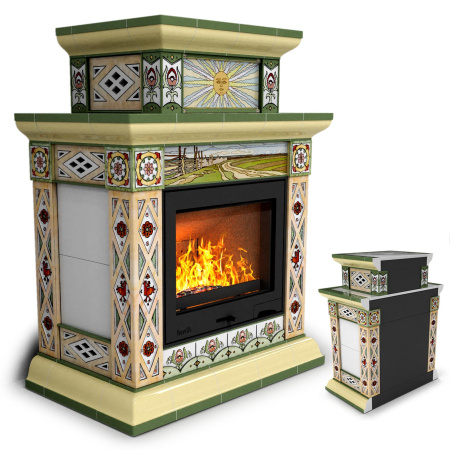 Печь камин КимрПечь Билибин Пристенный Двухъярусный Осень