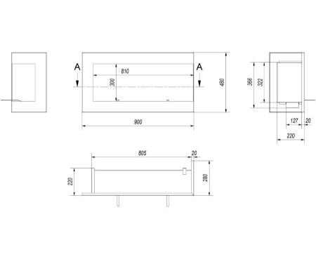 Биокамин Kratki DELTA/P/900 угловая TUV