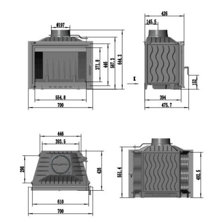 Топка FireBird Baron 14 кВт (аналог Kratki Eryk 700)