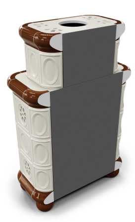 Печь камин КимрПечь Медальон Пристенный Двухъярусный Шоколад