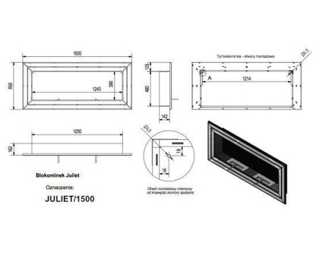 Биокамин Kratki JULIET/1500 (1500x650) TUV