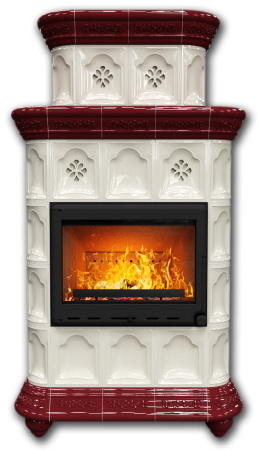 Печь камин КимрПечь Истра Центральный Двухъярусный Вишня с топкой Ладья 600