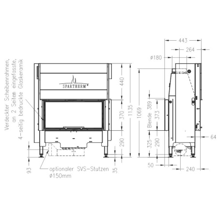 Топка SPARTHERM Varia AS-FDh чёрный шамот