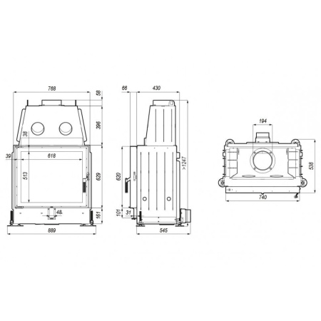 Топка DEFRO HOME PORTAL ME 12 кВт 740/629мм