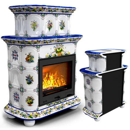 Печь камин КимрПечь Прованс Пристенный Двухъярусный Луг с топкой Ладья 600 Печь камин КимрПечь Прованс Пристенный Двухъярусный Луг с топкой Ладья 600