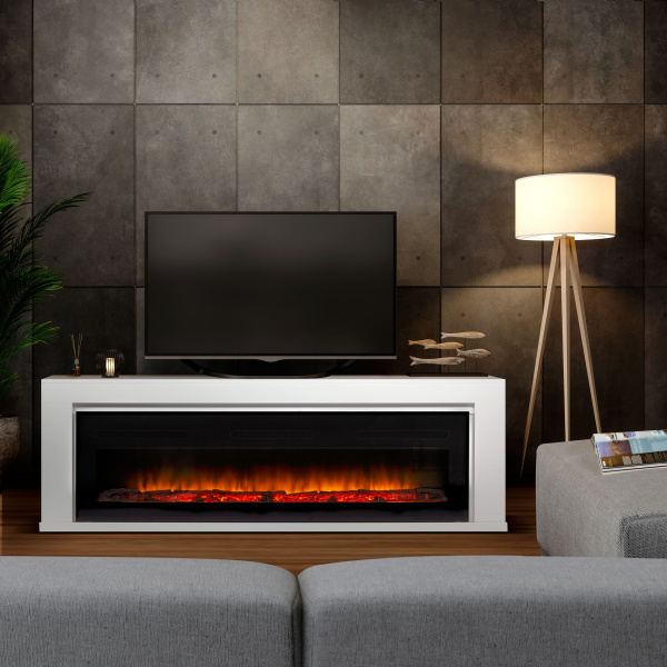 Камин Simple Long белый с очагом Electrolux Infinity EFP/P-1600ULS